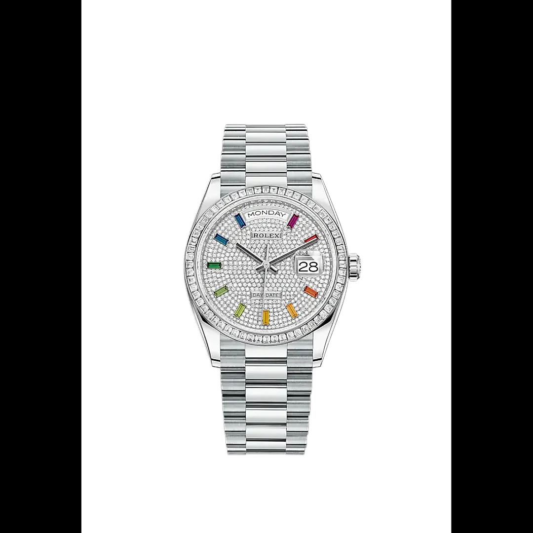 Rolex Day-Date, 36mm, Platinum and Diamonds, Ref# 128396tbr-0006
