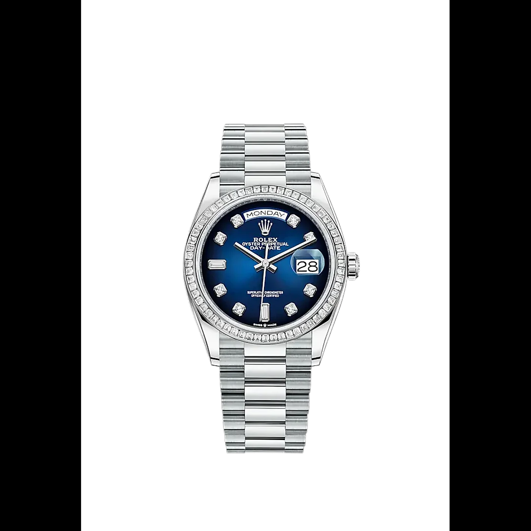 Rolex Day-Date, 36mm, Platinum and Diamonds, Ref# 128396tbr-0008