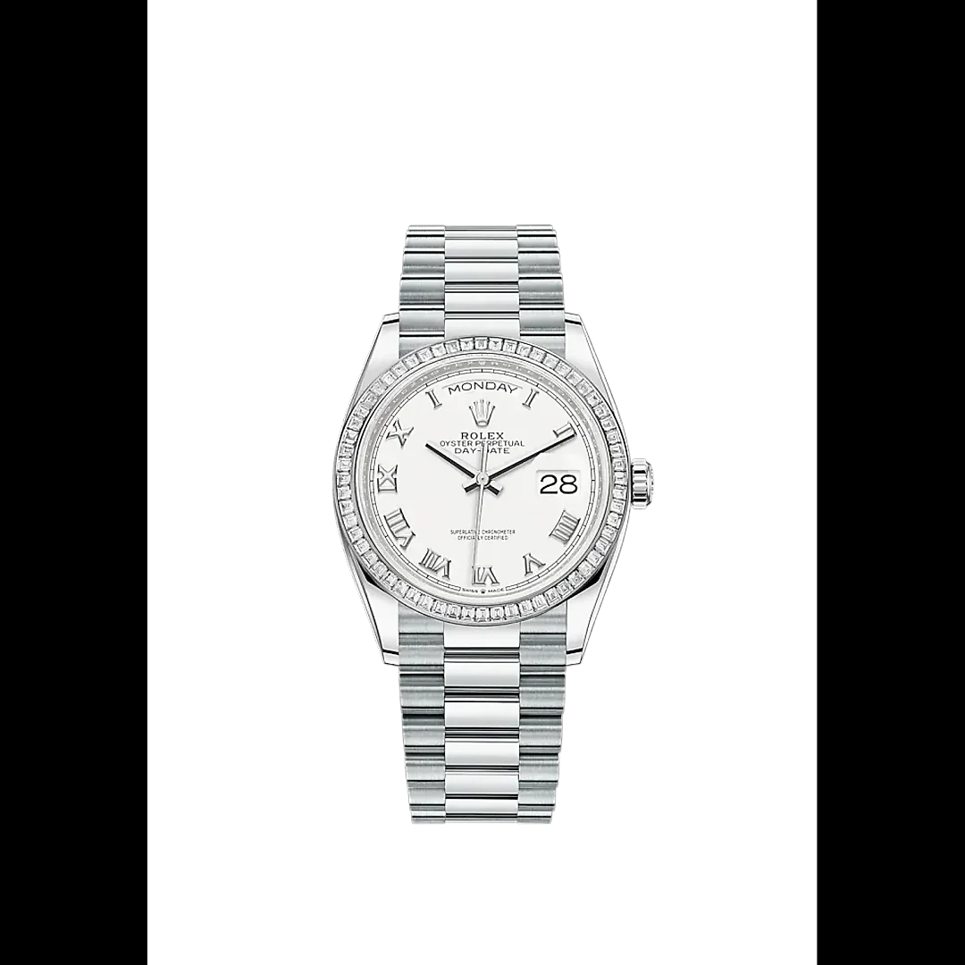 Rolex Day-Date, 36mm, Platinum and Diamonds, Ref# 128396tbr-0010