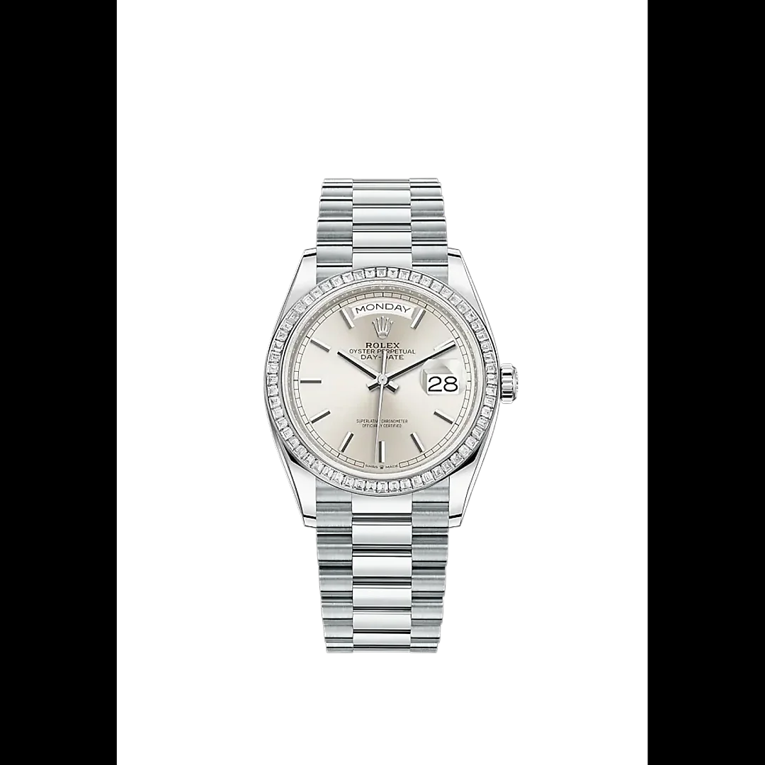 Rolex Day-Date, 36mm, Platinum and Diamonds, Ref# 128396tbr-0004