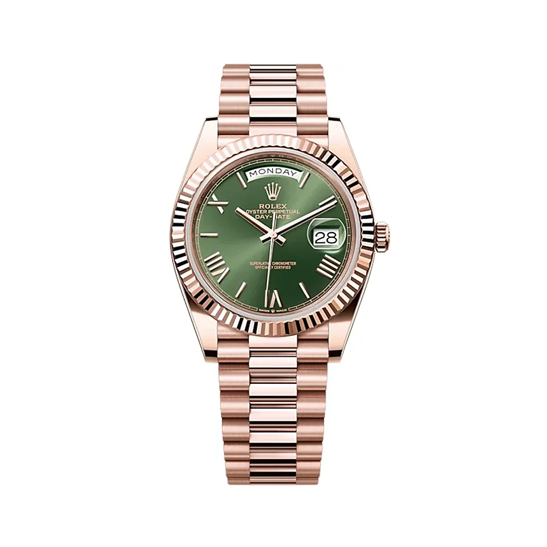 Rolex Day-Date 40 Presidential Olive Green Dial 18kt Rose Gold Men’s Watch 228235-0025