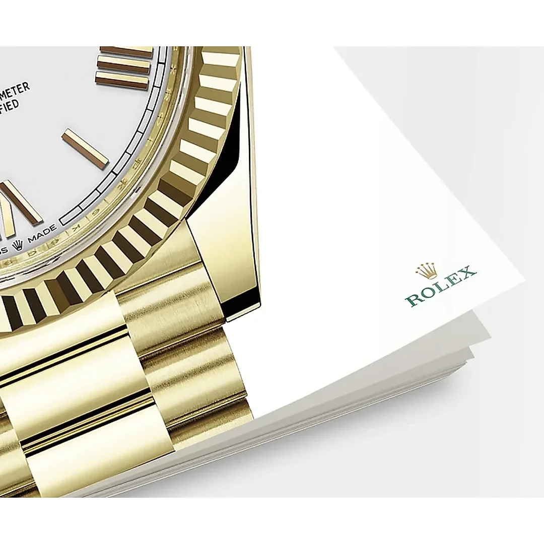 Rolex Day-Date 40 Presidential White dial, Fluted Bezel, President bracelet, Yellow gold Watch