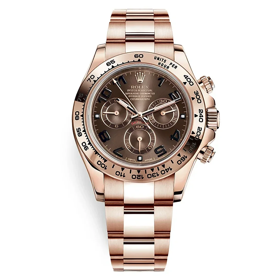 Rolex Daytona, Chocolate dial, Engraved Bezel, Oyster bracelet, Rose gold Watch 116505 choc
