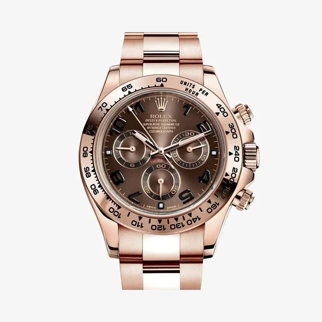 Rolex Daytona, Chocolate dial, Engraved Bezel, Oyster bracelet, Rose gold Watch 116505 choc
