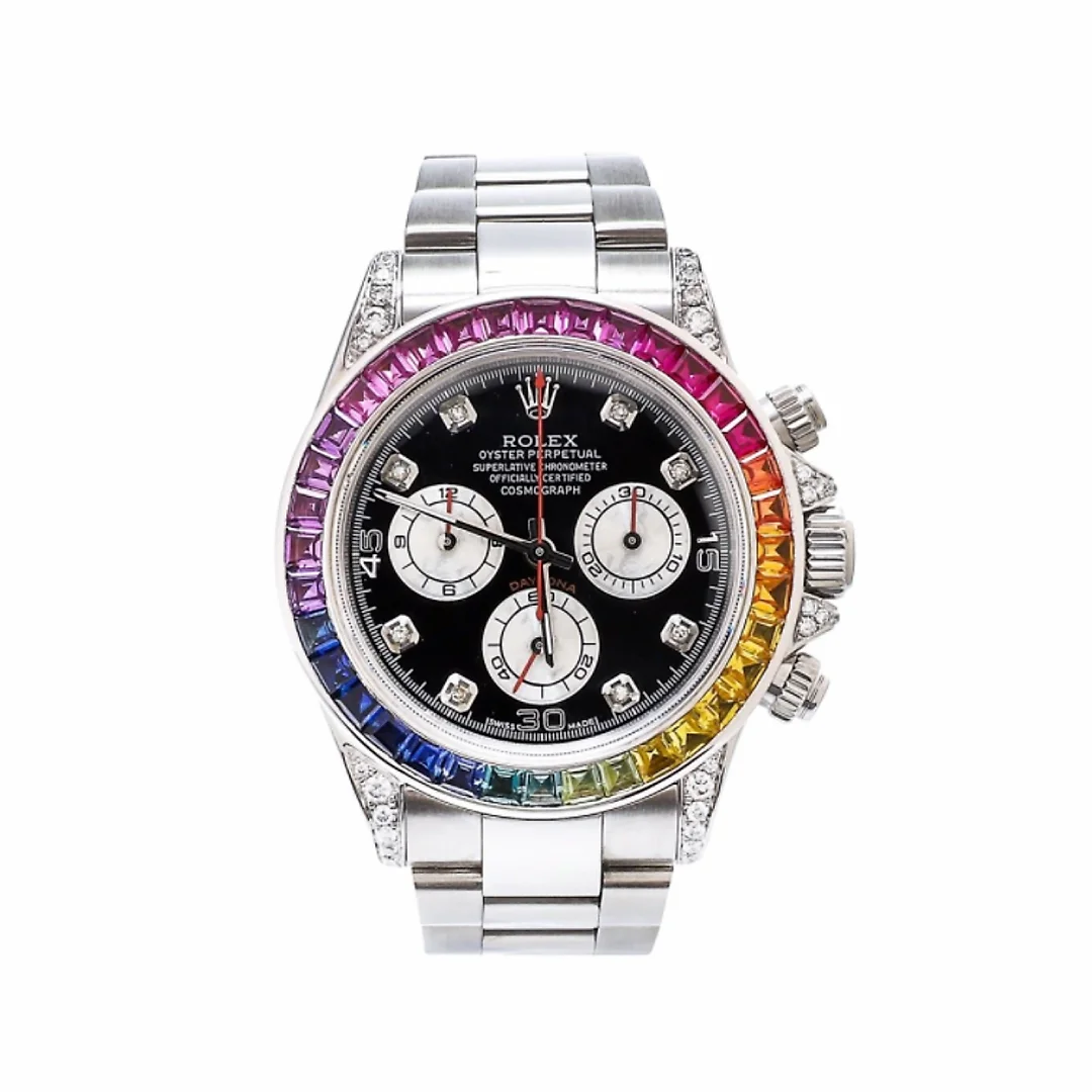 Rolex Daytona Rainbow Diamond Silver Stainless Steel 40 mm, diamond
