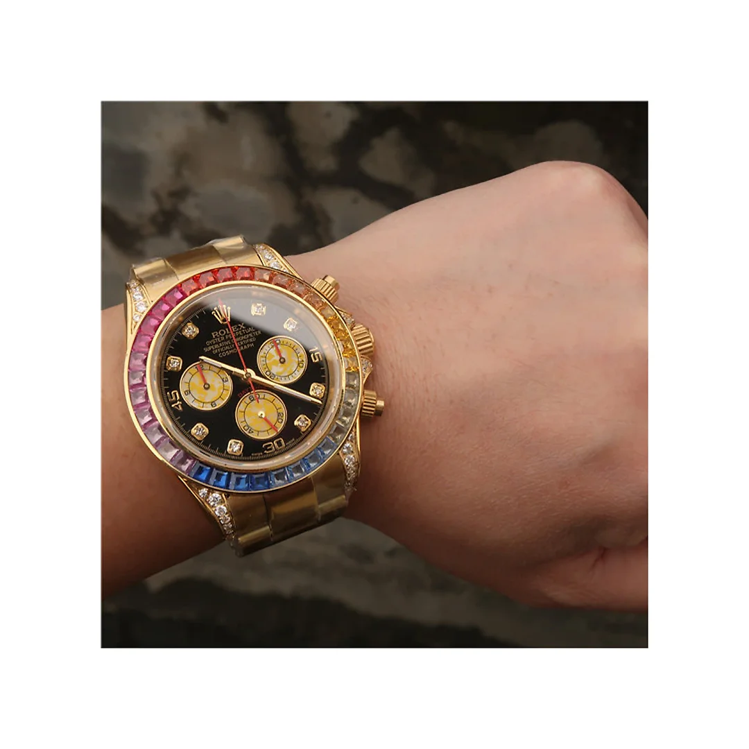 Rolex Daytona Rainbow Diamond Silver Stainless Steel 40 mm, diamond