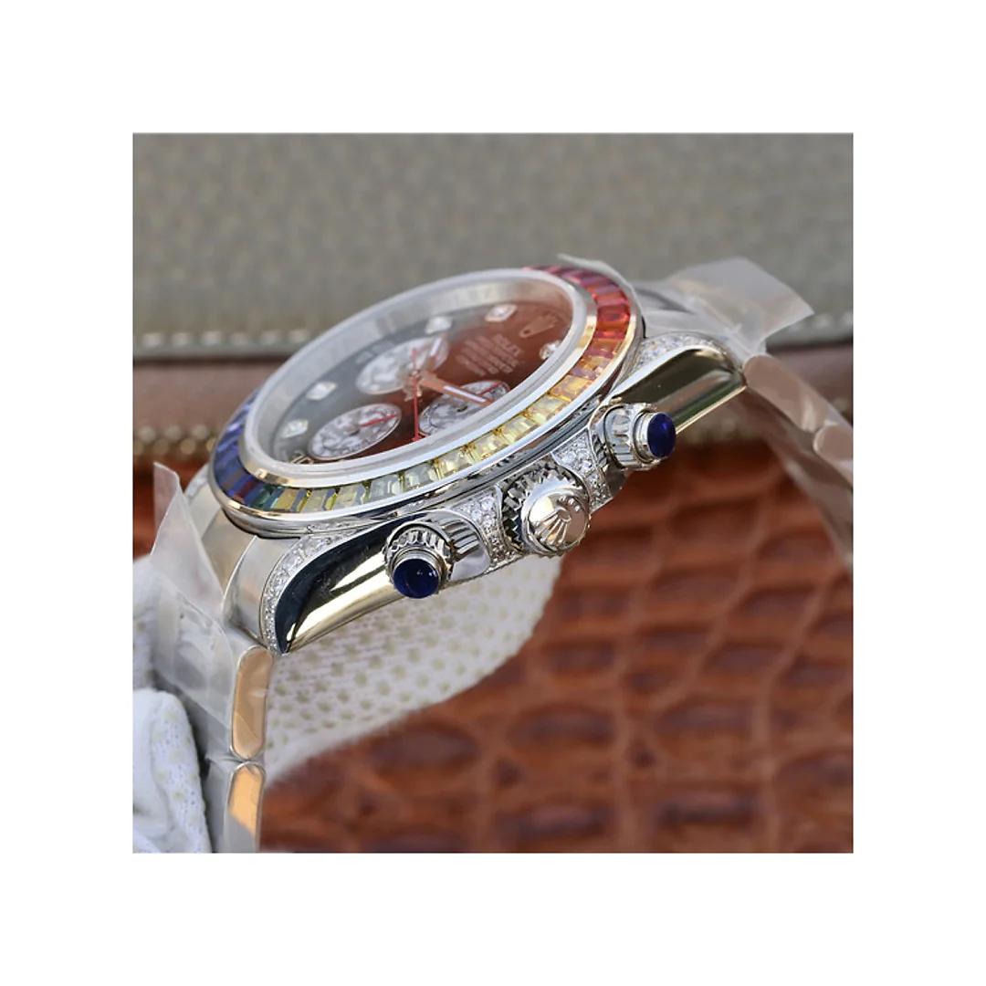 Rolex Daytona Rainbow Diamond Silver Stainless Steel 40 mm, diamond