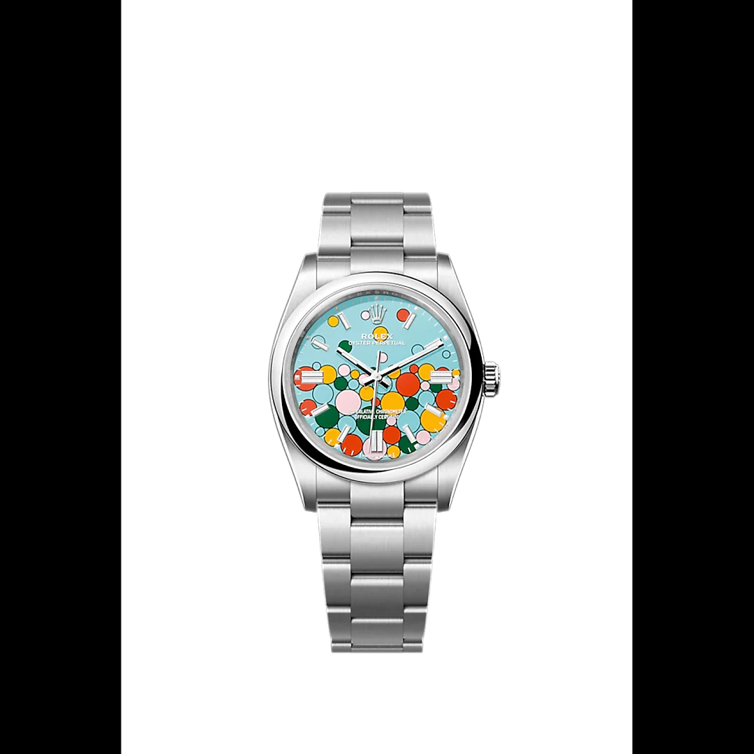 Rolex Oyster Perpetual 36, Oystersteel, 36mm, Turquoise Celebration Motif Dial, Ref# 126000-0009