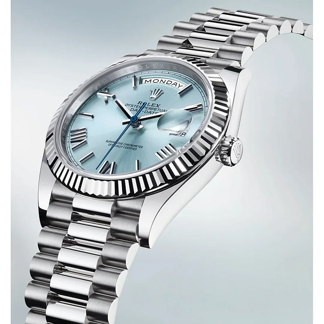 Rolex Oyster Perpetual Day-Date 40 in Platinum with Ice-Blue Dial Men’s Watch 228236-0012