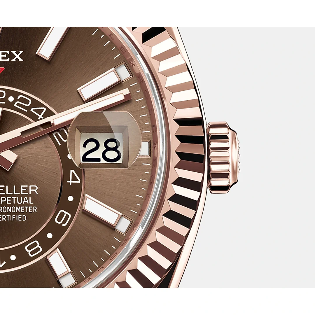 Rolex Sky-Dweller 42mm, 18k Everose Gold, Oysterflex, Ref# 326235-0005