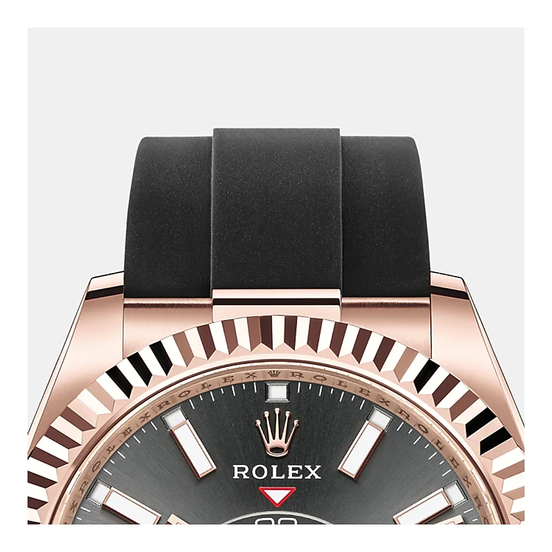 Rolex Sky-Dweller 42mm, 18k Everose Gold, Oysterflex, Ref# 326235-0006