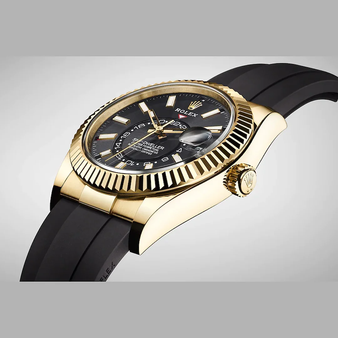 Rolex Sky-Dweller 42mm, 18k Yellow Gold, Oysterflex, Ref# 326238-0009