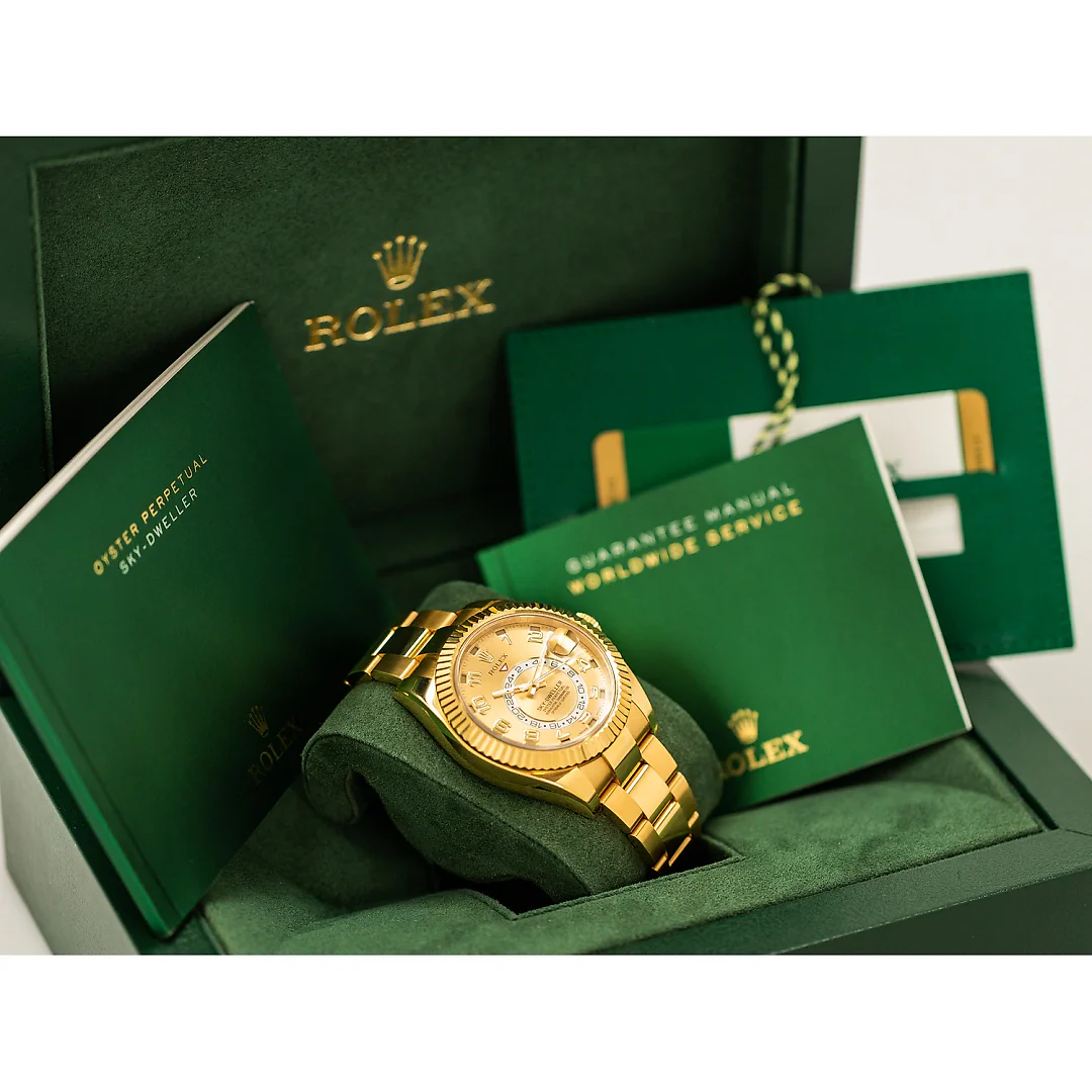 Rolex Sky-Dweller 42mm Champagne Dial Yellow Gold