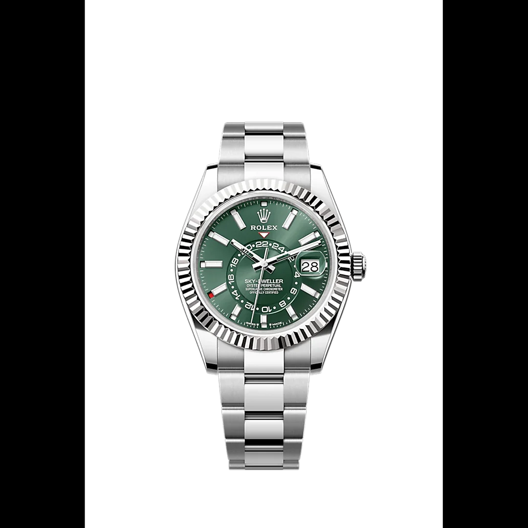 Rolex Sky-Dweller, 42mm, Oystersteel and 18k White Gold, Green, Oyster, Ref# 336934-0001