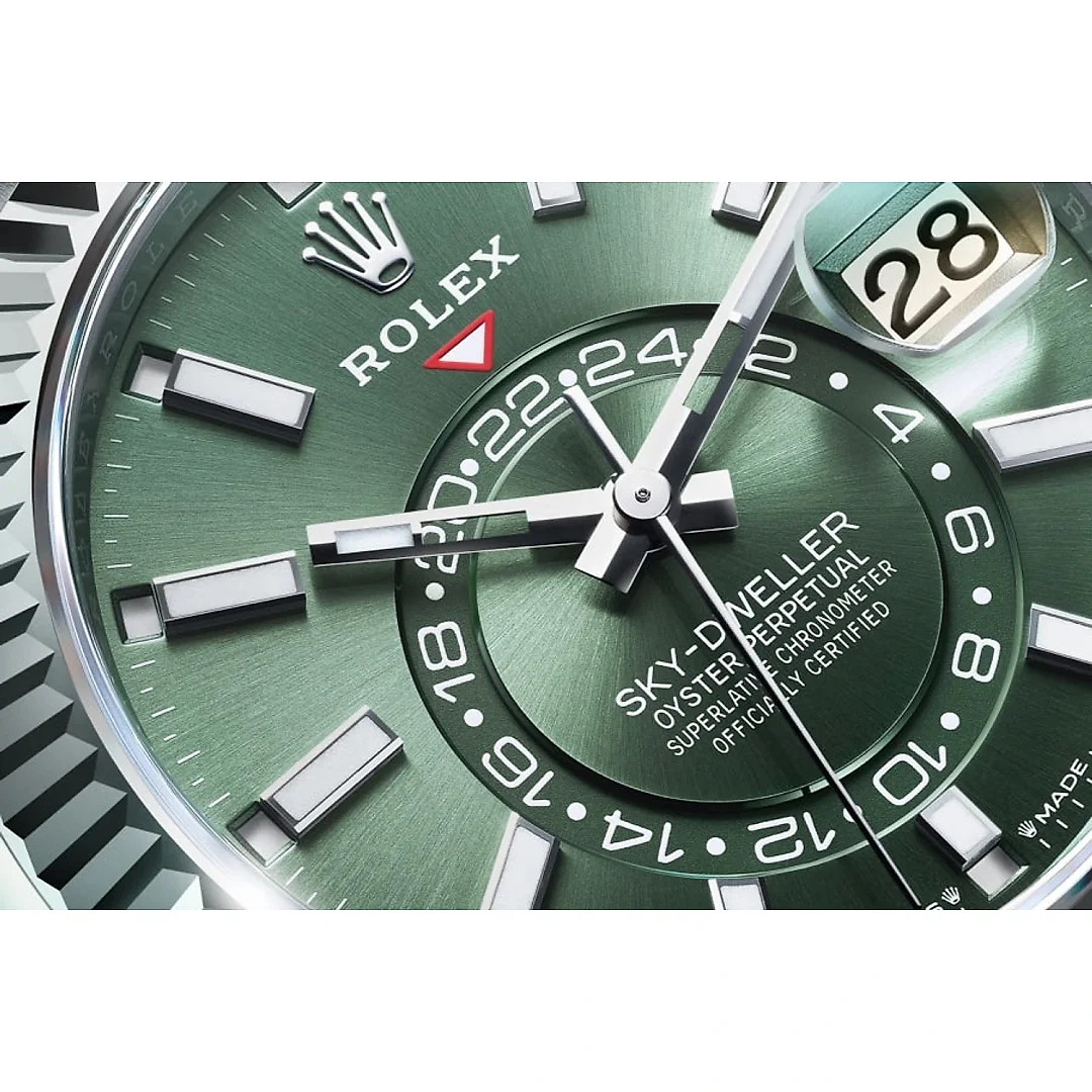 Rolex Sky-Dweller, 42mm, Oystersteel and 18k White Gold, Green, Jubilee, Ref# 336934-0002