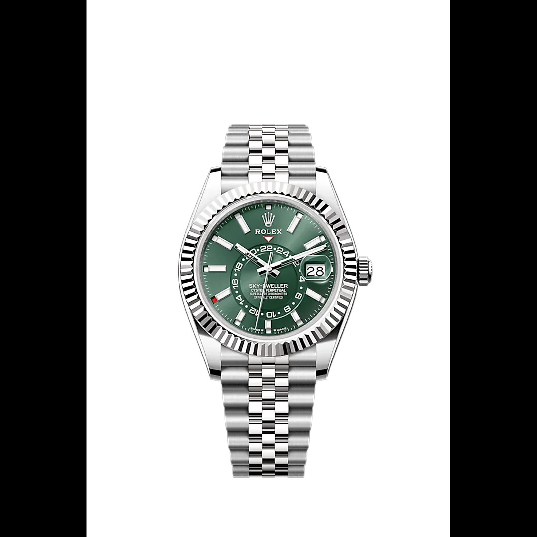 Rolex Sky-Dweller, 42mm, Oystersteel and 18k White Gold, Green, Jubilee, Ref# 336934-0002