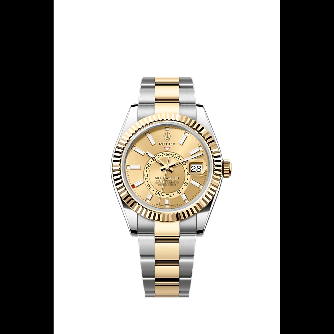 Rolex Sky-Dweller, 42mm, Oystersteel and 18k Yellow Gold, Champagne, Oyster, Ref# 336933-0001