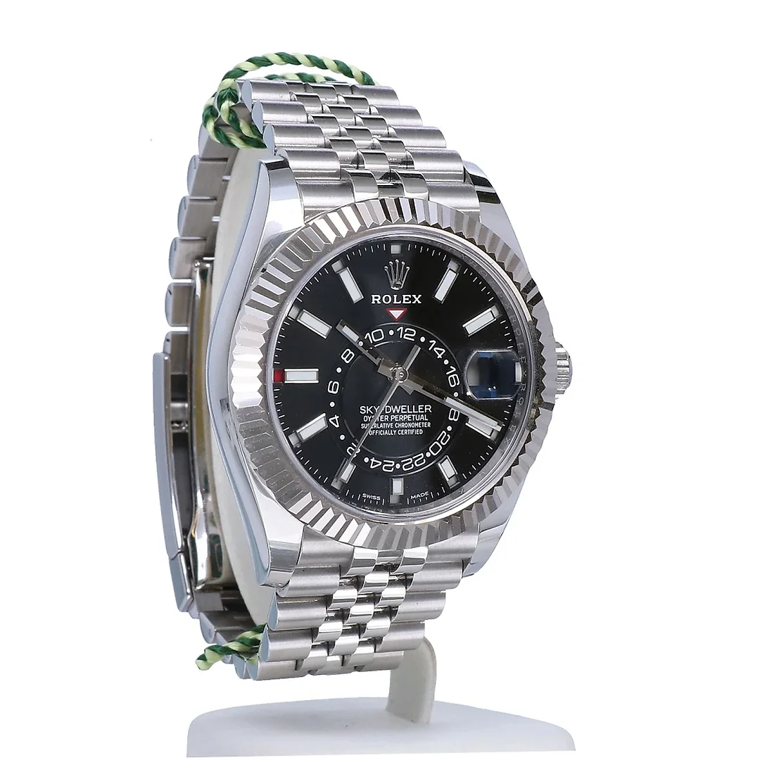 Rolex Sky Dweller Black Dial 18K White Gold Bezel Steel Jubilee Men’s Watch 3100034