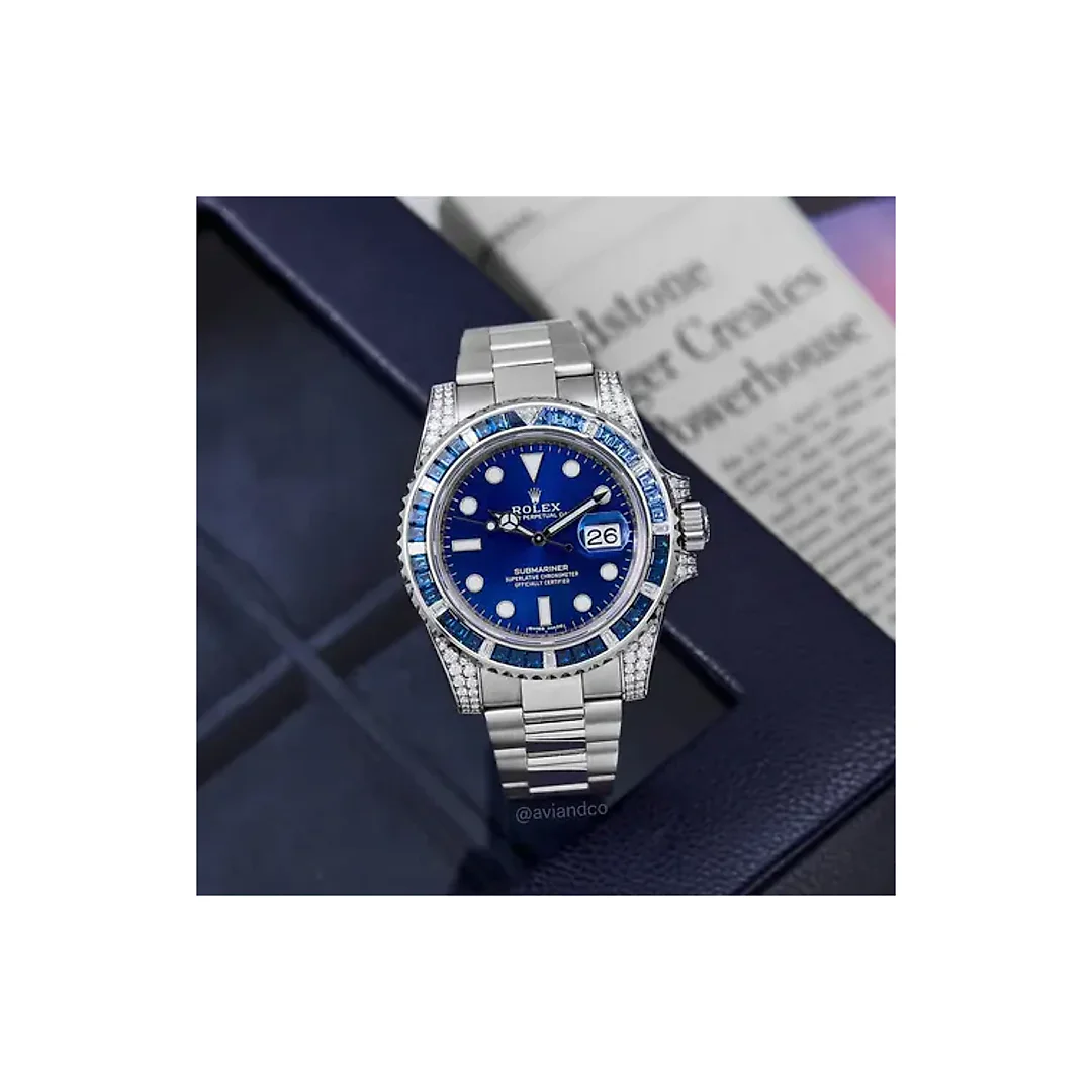 Rolex Submariner Date 116659 SABR 18K White Gold Diamonds Sapphires UNWORN