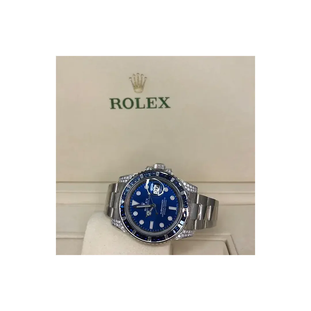 Rolex Submariner Date 116659 SABR 18K White Gold Diamonds Sapphires UNWORN