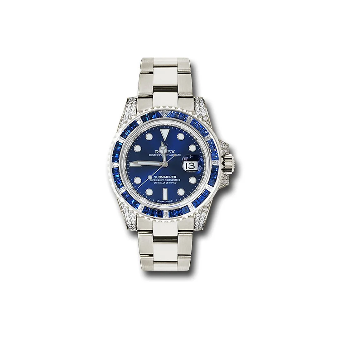 Rolex Submariner Date 116659 SABR 18K White Gold Diamonds Sapphires UNWORN