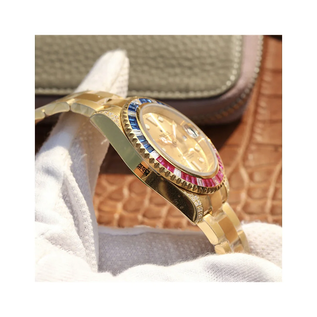 Rolex Submariner Golden Blue / Red Diamond Gold Dial 40mm