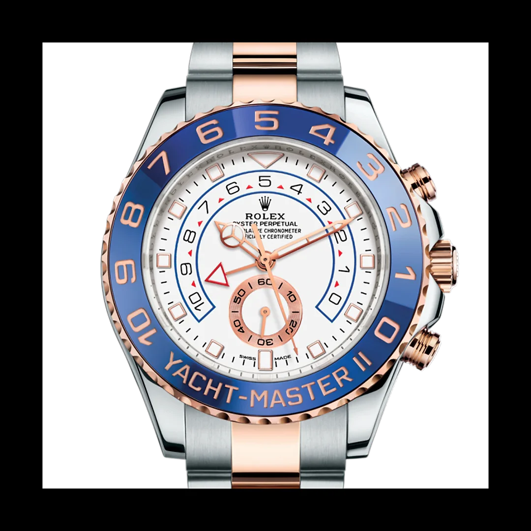 Rolex Yacht-Master II Two Tone Steel Rose Gold White Dial Watch 116681-0002