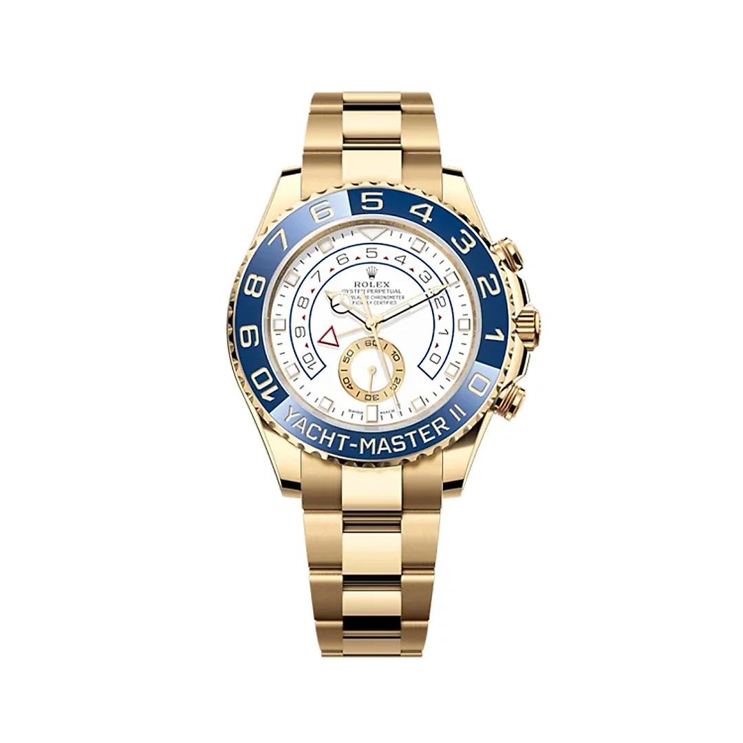 Rolex Yachtmaster II 44, 18k Yellow Gold, White Arabic Dial, Oyster Bracelet Mens Watch 116688-0002