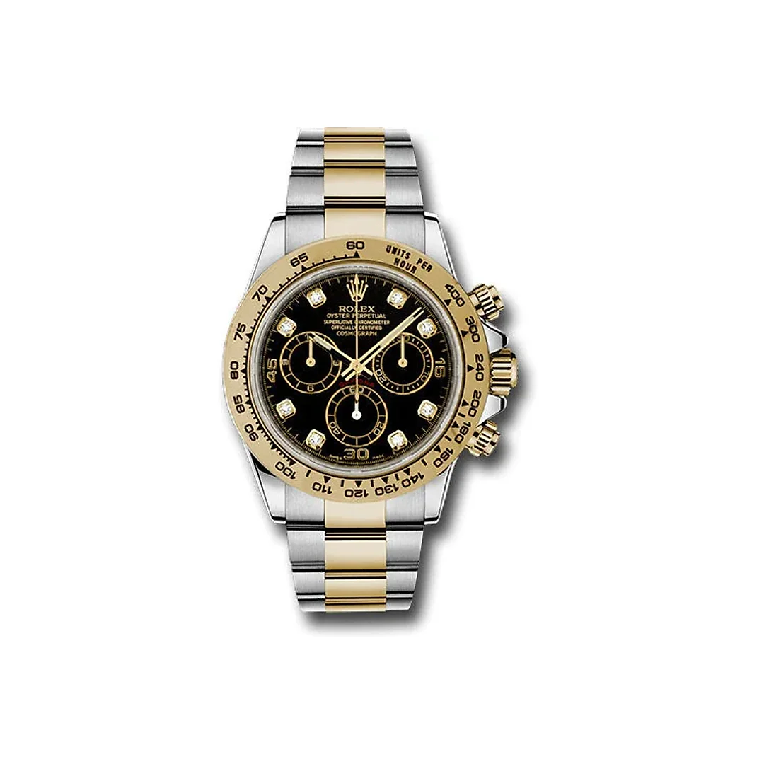 Rolex Yellow Rolesor Cosmograph Daytona 40 Watch – Black Diamond Dial – 116503 bkd
