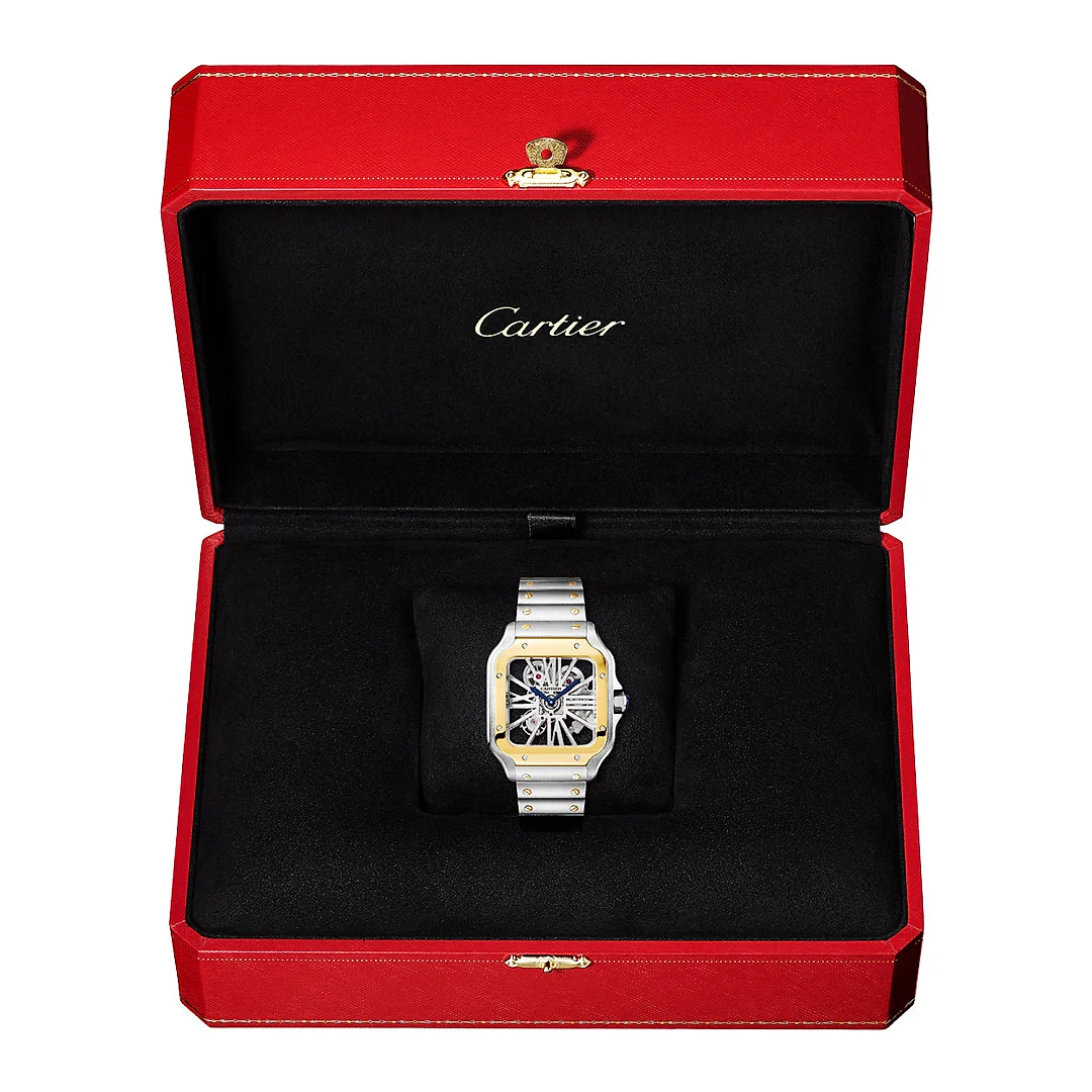 Santos de Cartier Large Skeleton Steel & 18ct Yellow Gold Bracelet Watch