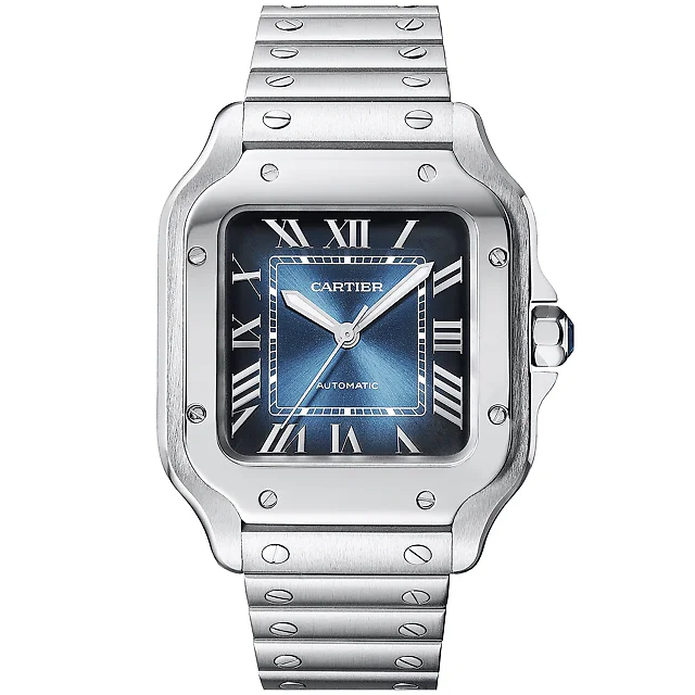 Santos de Cartier Medium Blue Dial Automatic Bracelet/Strap Watch