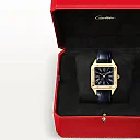 Santos-Dumont Large 18ct Yellow Gold Blue Dial Strap Watch