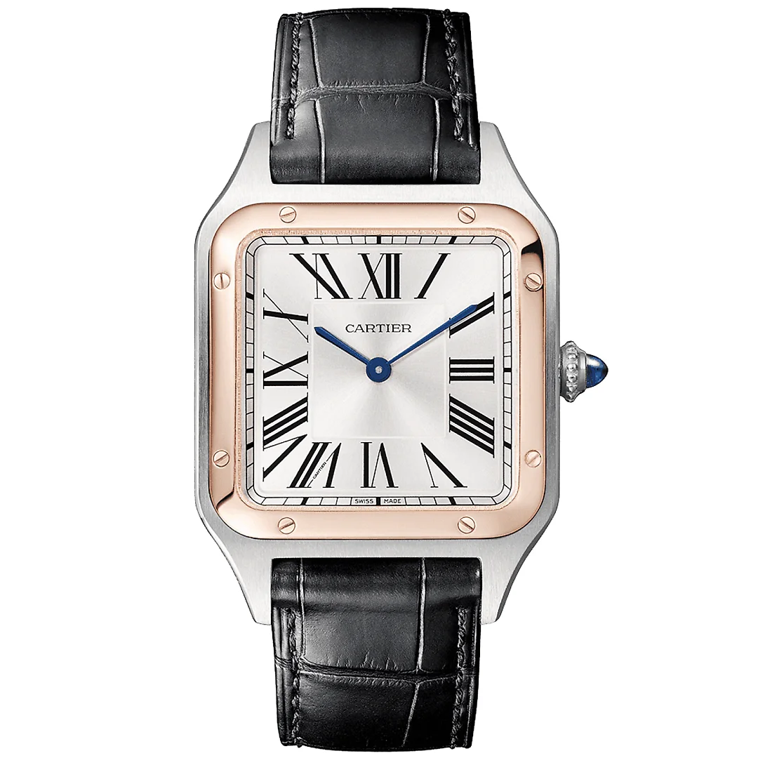Santos-Dumont Large & 18ct Pink Gold Steel Strap Watch