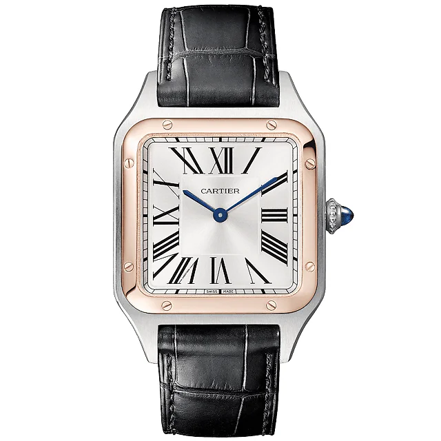 Santos-Dumont Large & 18ct Pink Gold Steel Strap Watch