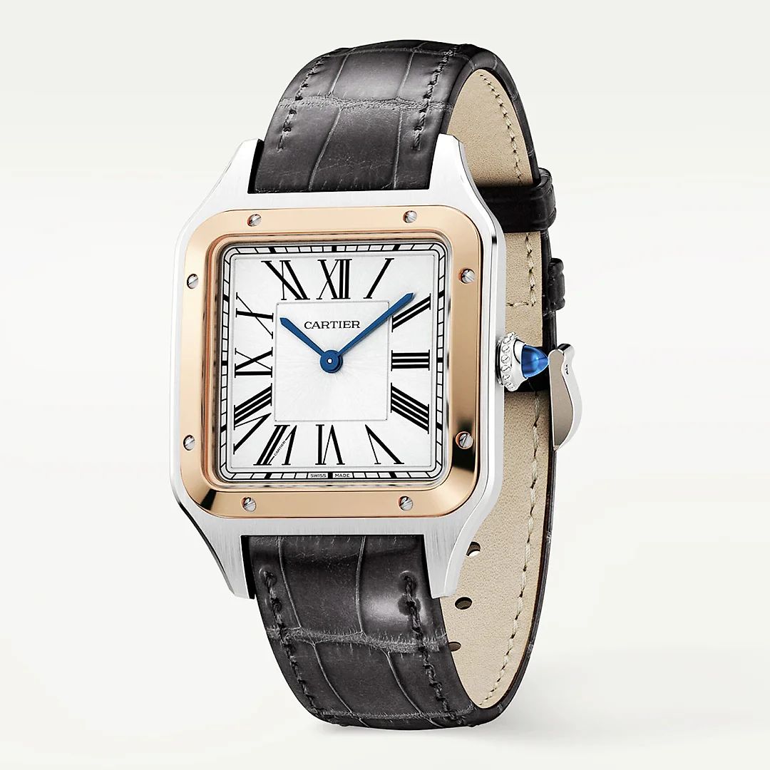 Santos-Dumont Large & 18ct Pink Gold Steel Strap Watch