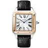 Santos-Dumont XL Steel & 18ct Rose Gold Silver Dial Leather Strap Watch6