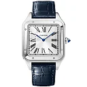 Santos-Dumont XL Steel & Silver Dial Leather Strap Watch