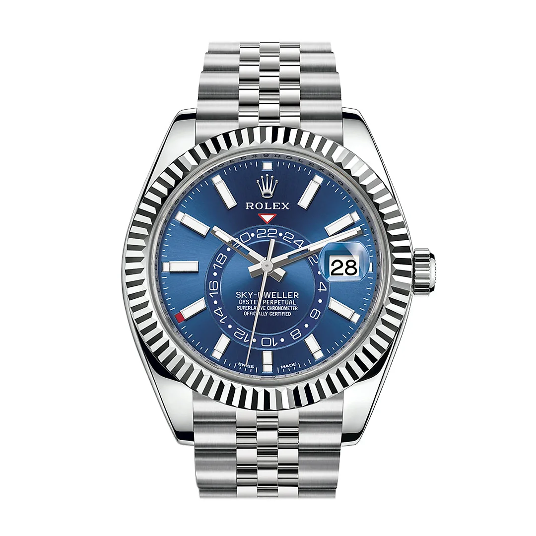 Sky Dweller Blue Dial 18K White Gold Bezel Steel Jubilee Men’s Watch 326934