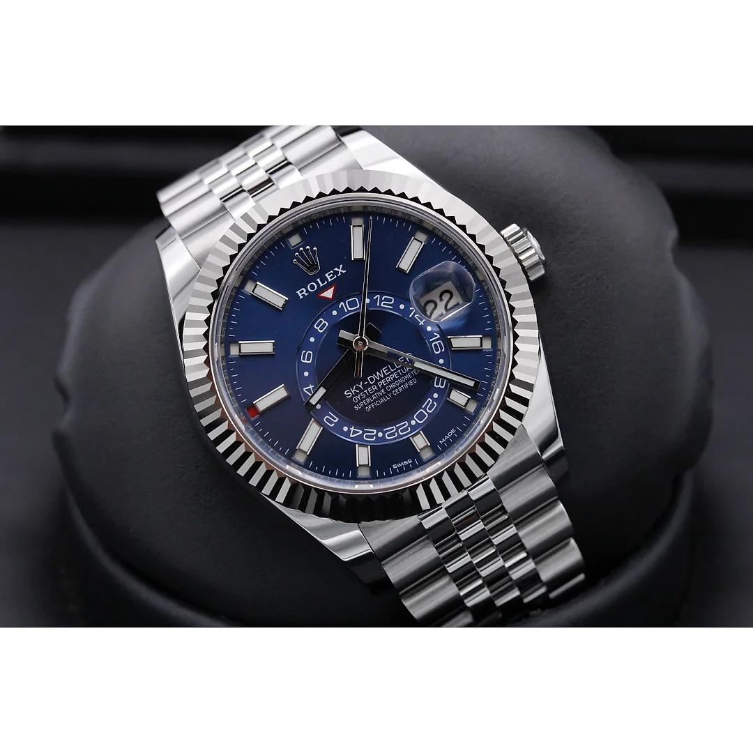 Sky Dweller Blue Dial 18K White Gold Bezel Steel Jubilee Men’s Watch 326934