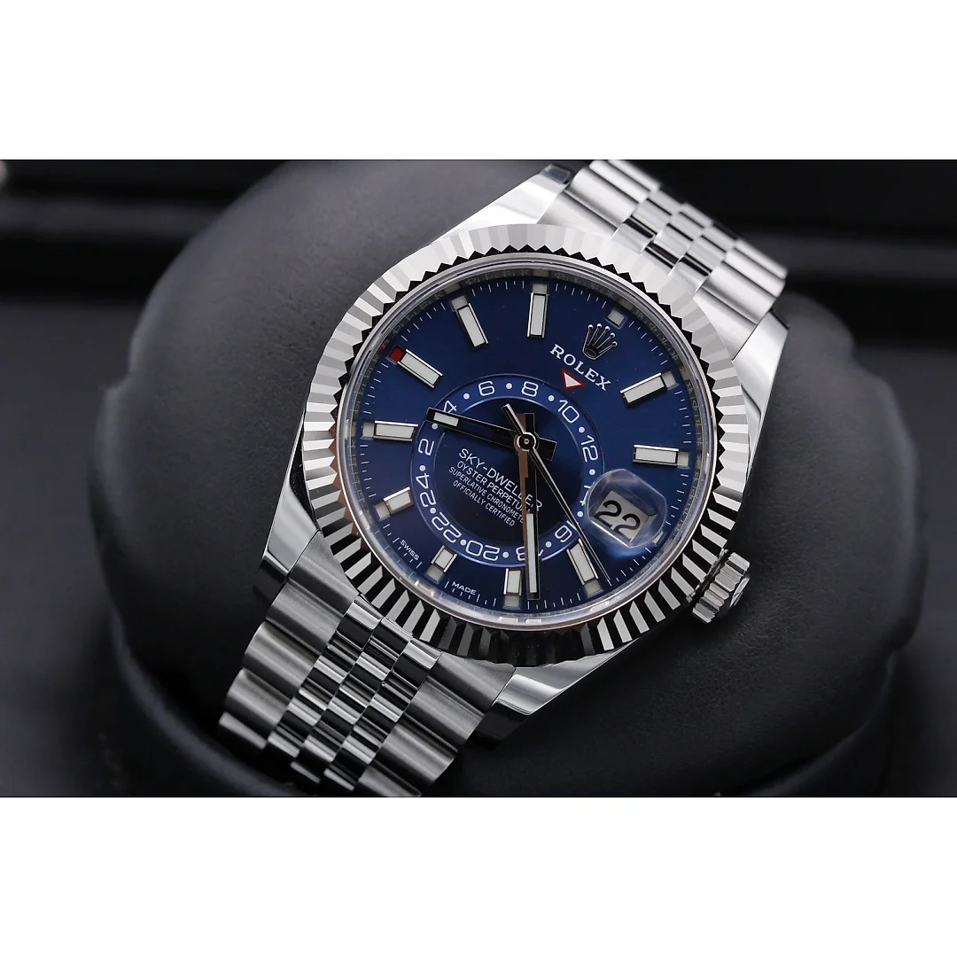 Sky Dweller Blue Dial 18K White Gold Bezel Steel Jubilee Men’s Watch 326934