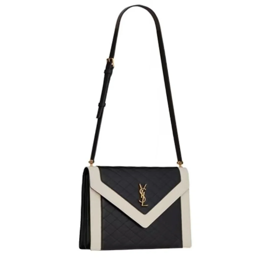 Y Gaby Satchel in Lambskin and Lamb Leather  Black&White