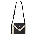 Y Gaby Satchel in Lambskin and Lamb Leather  Black&White