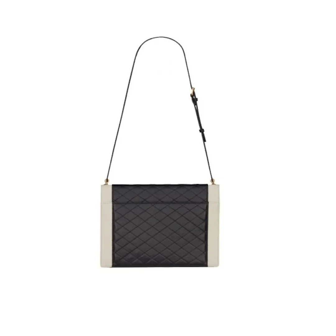 Y Gaby Satchel in Lambskin and Lamb Leather  Black&White