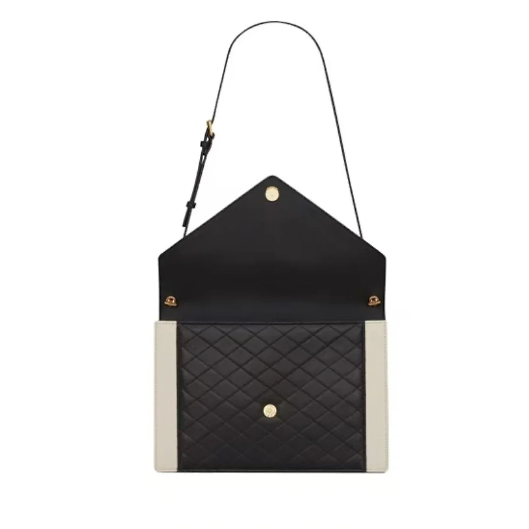 Y Gaby Satchel in Lambskin and Lamb Leather  Black&White